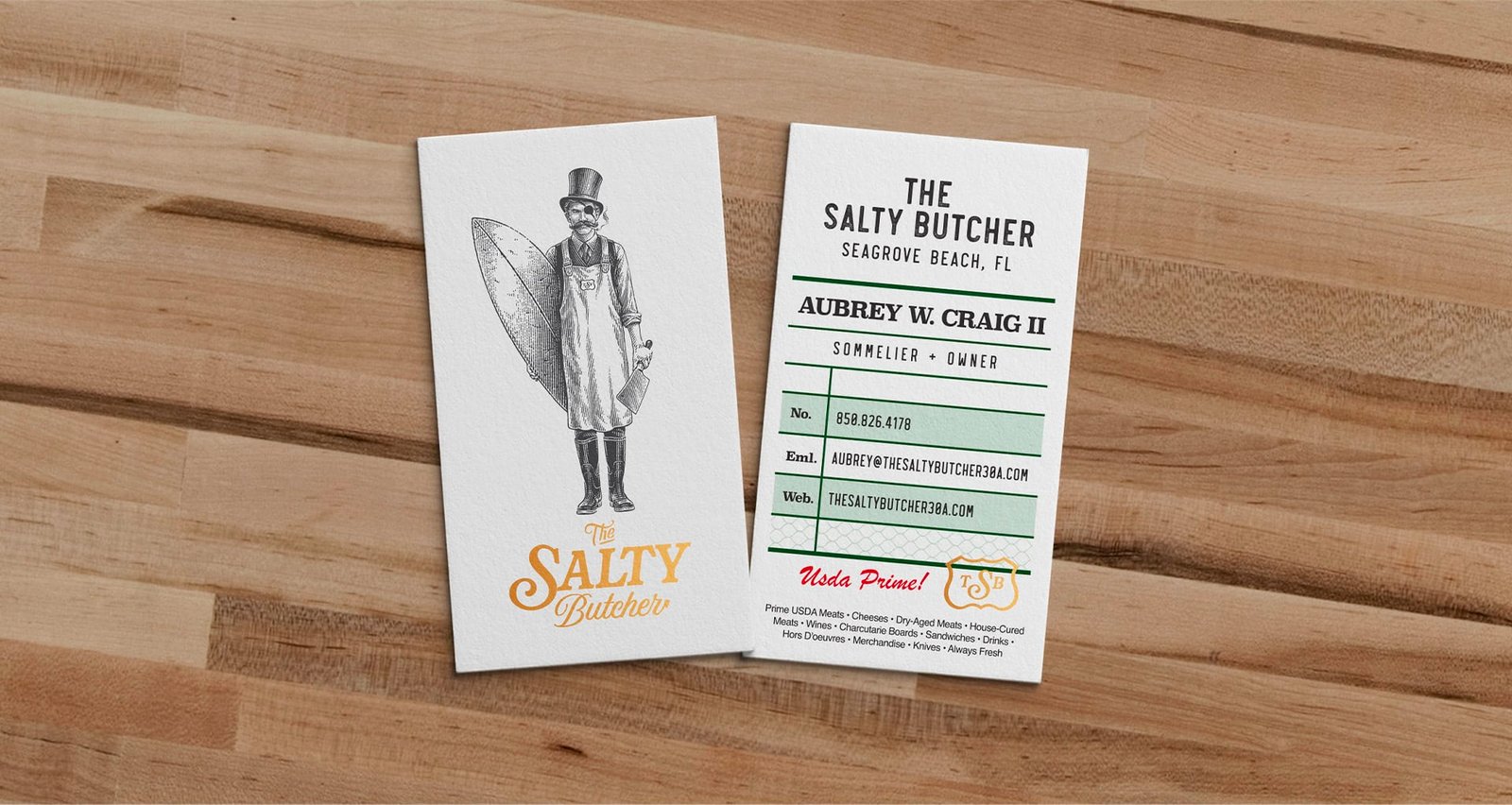 salty butcher business card design